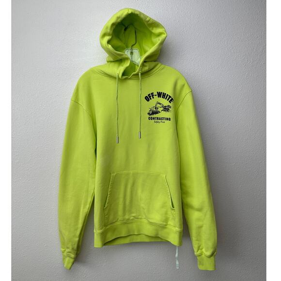 Off-White Contracting Graphic Print Hoodie Lime/Yellow Unisex S - Picture 1 of 15